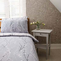 2.5 Tog Duvet 100% Cotton Grey Floral Duvet Cover Set & Pillow