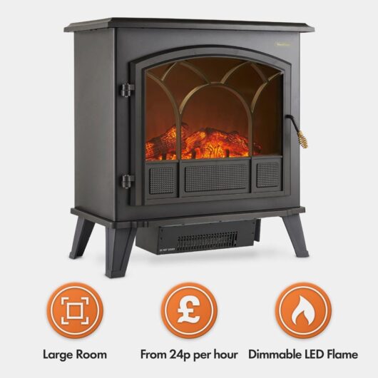 1850W Large Black Stove Heater