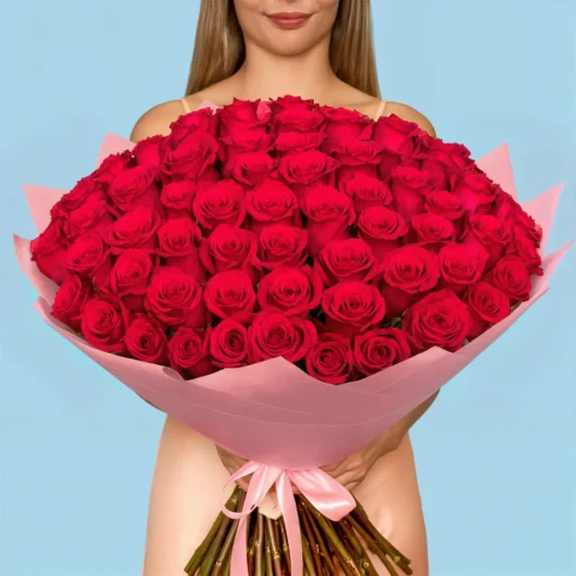 Bouquet of 100 Hot Pink roses