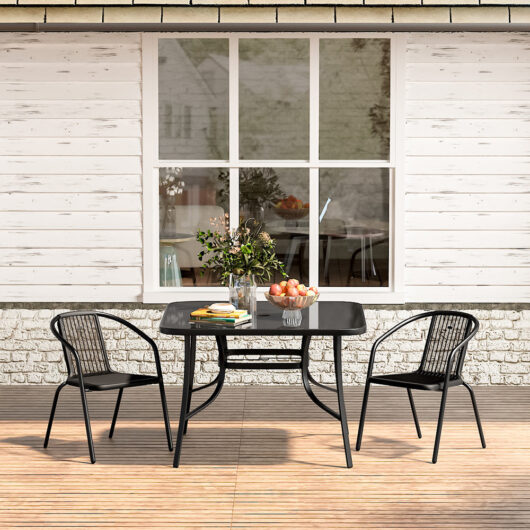 2/4Pcs Garden Dining Chairs with Square Table