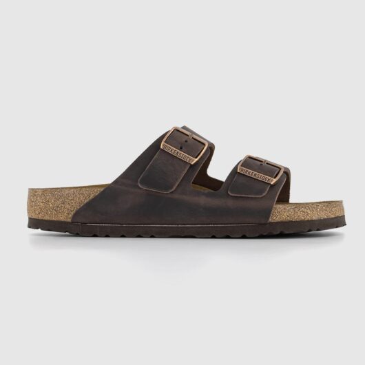 Birkenstock Mens Brown Leather Arizona Two Strap Sandals, Size: 7