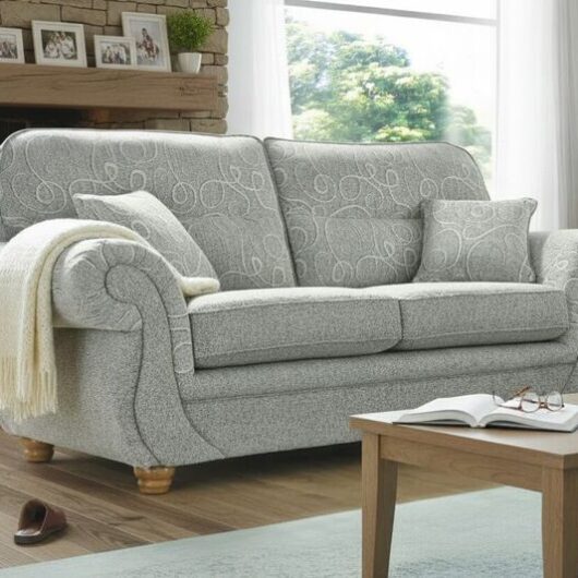 Claremont 3 Seater Sofa Settee Vulcan Chalk Fabric