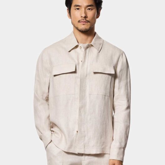 Hawes & Curtis Pure Linen Overshirt Beige