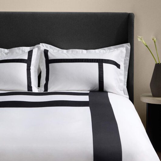 M&S X Kelly Hoppen Sateen Applique Bedding Set Black Mix