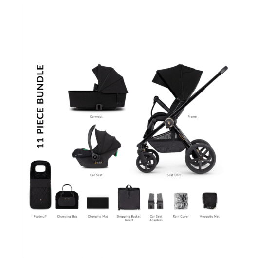 Venicci Tinum Upline 3 in 1 Travel System - All Black