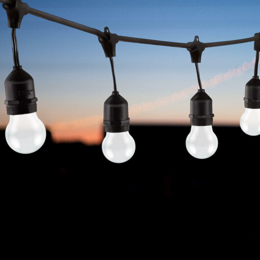 nxt gen Festoon Light E27 with 40x LED Golfball Light Bulbs White Black Premium 20m Connectible Outdoor String Decking Coloured 20 Metre Gazebo Lights
